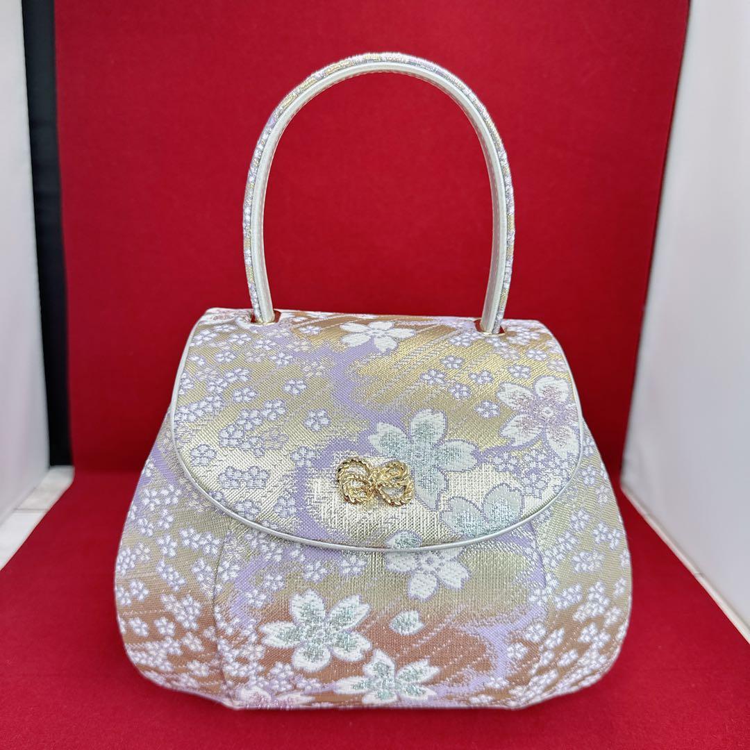 和装用バッグと草履セット　新品未使用　美品　ゴールド　桜　成人式　結婚式