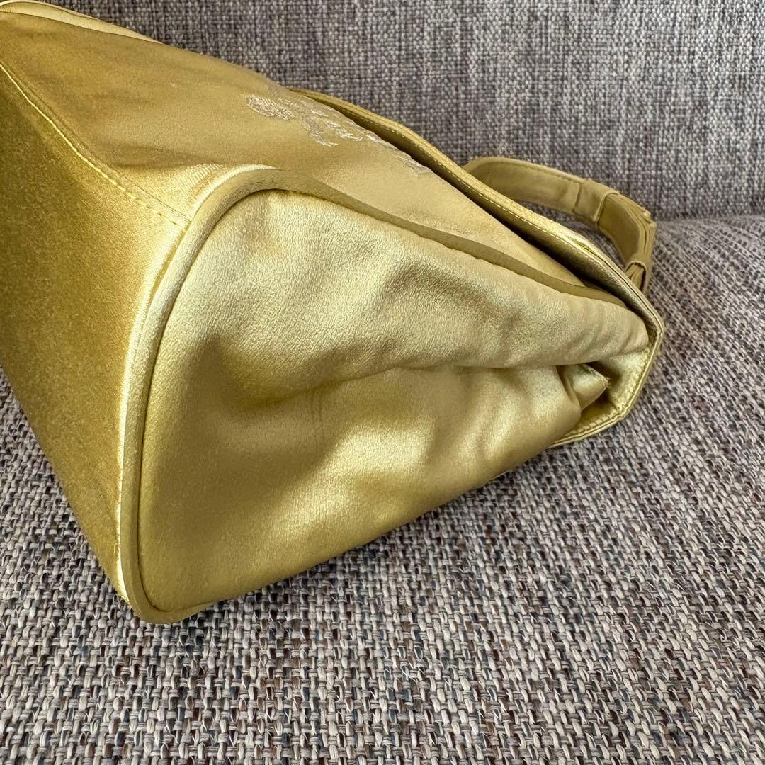 【PRADA 】サテン　イエロー ハンドバッグ　パーティー　結婚式
