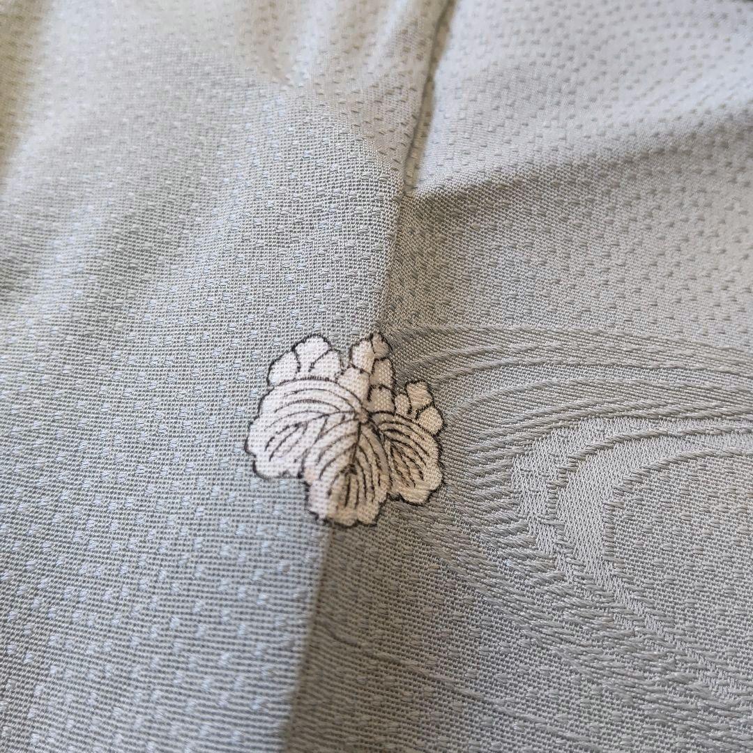 【色無地】未使用品✣上品で透明感ある薄青磁 一つ紋 身丈159cm/裄丈66cm