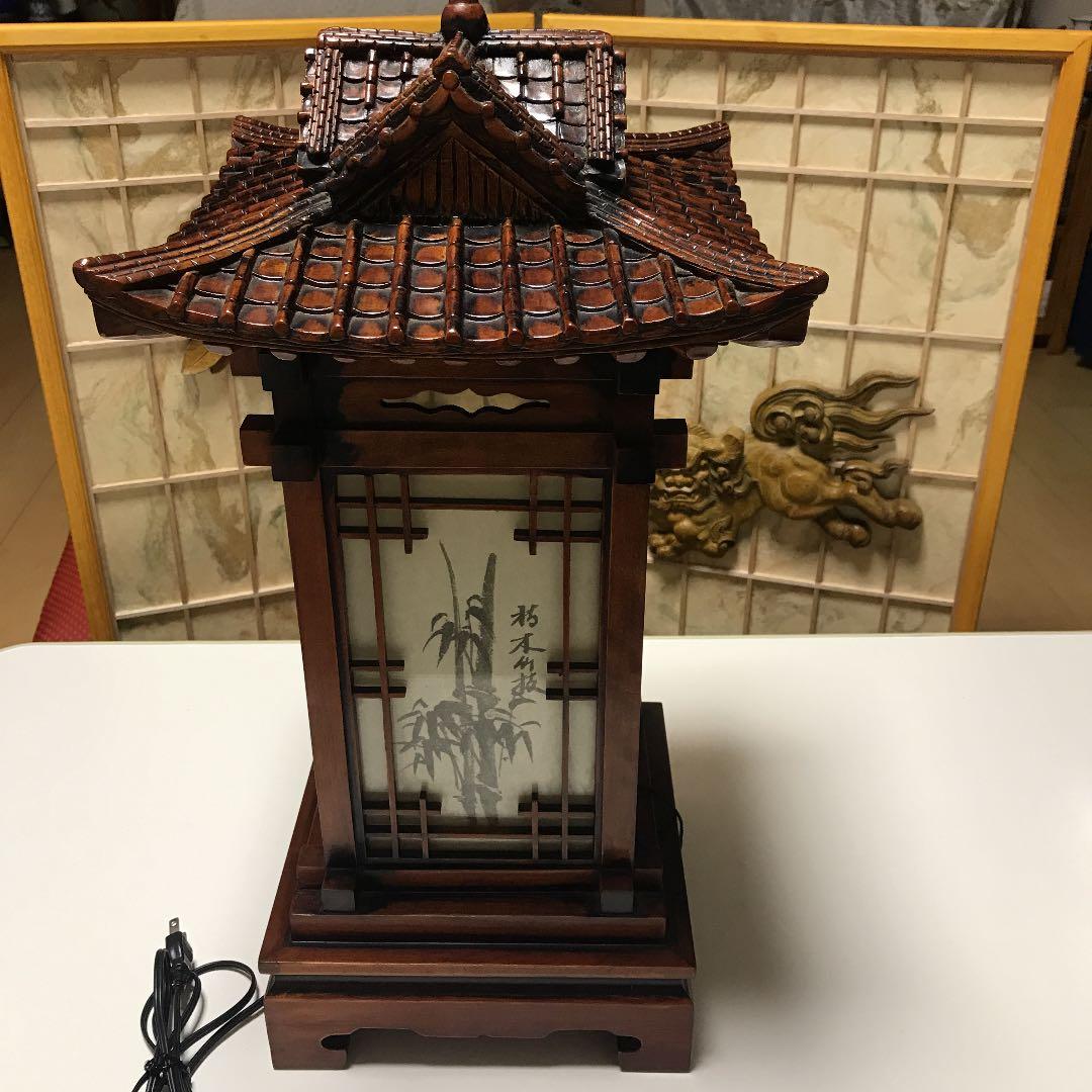 希少品　古美術　ランプ　梅蘭竹菊四面絵　年代物