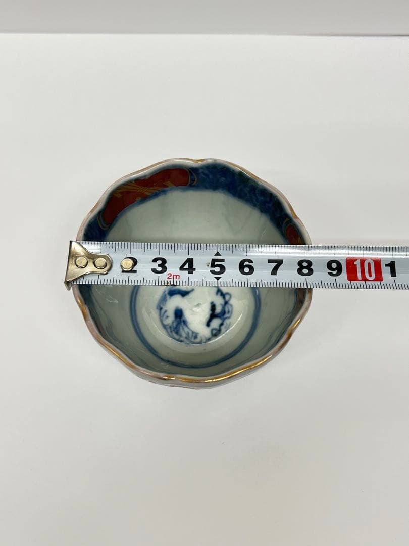 時代物 大明年製 蕎麦猪口 染付 金彩色絵 5客揃