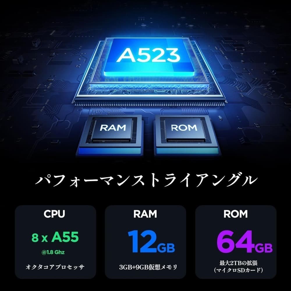 Android14 薄型 ブラック 12G＋64GB タブレット 10インチ