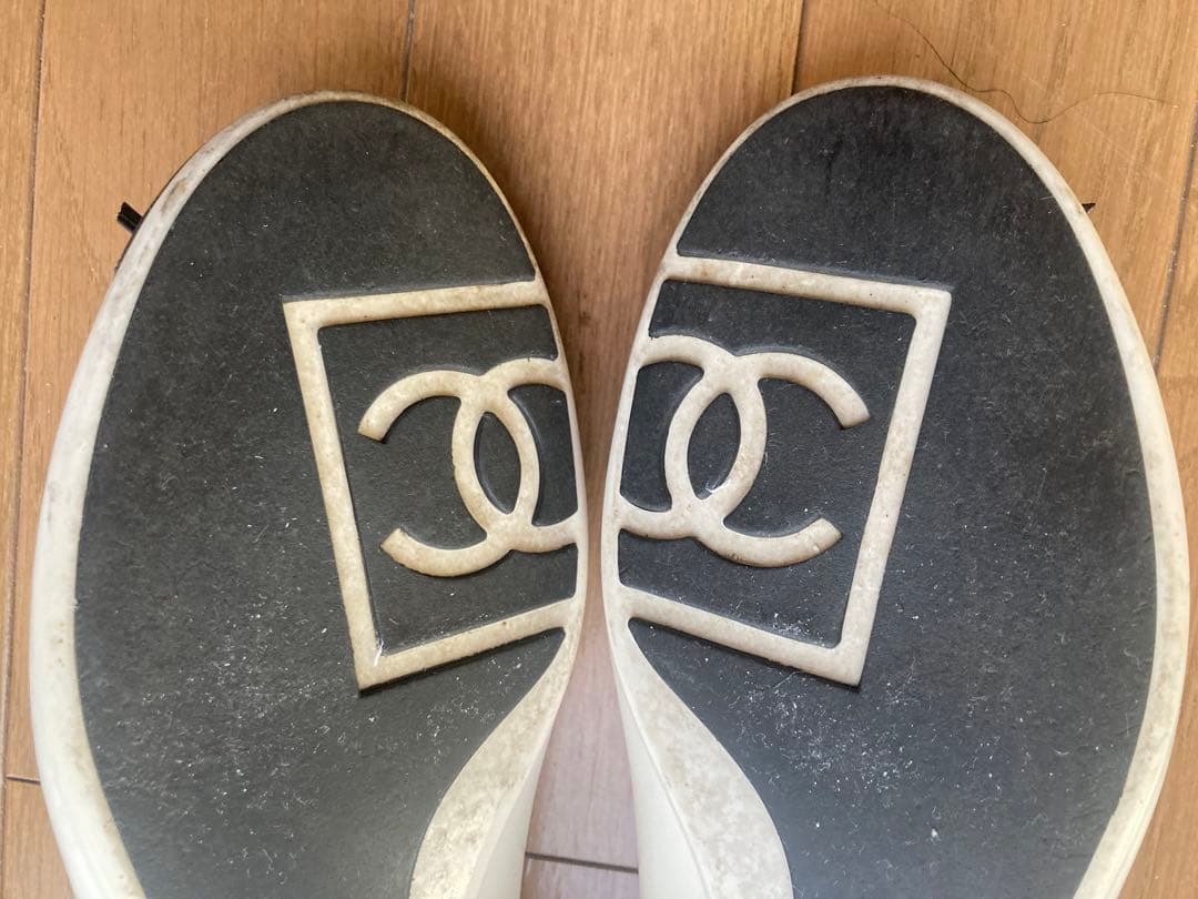 CHANEL バレエシューズ ホワイト/ブラック　塩化ビニール