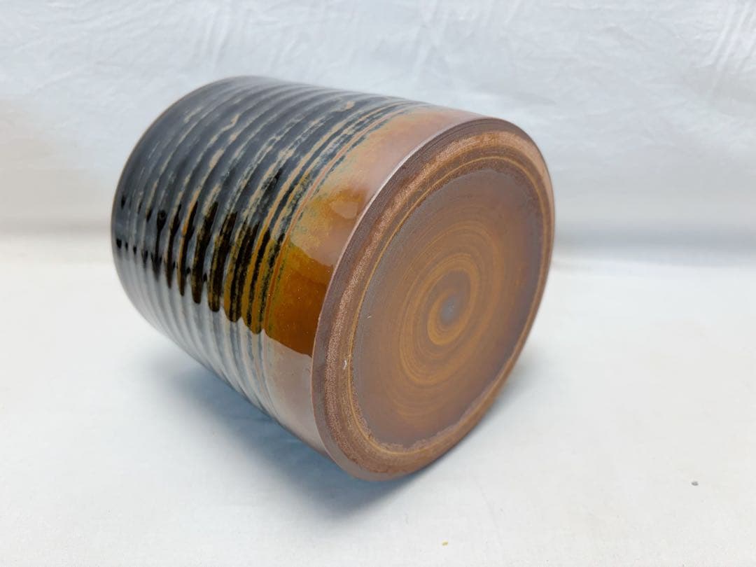 未使用 茶道具 加藤 陶芳作 古瀬戸 一重口 水指 陶印 共箱 外段ボール箱入