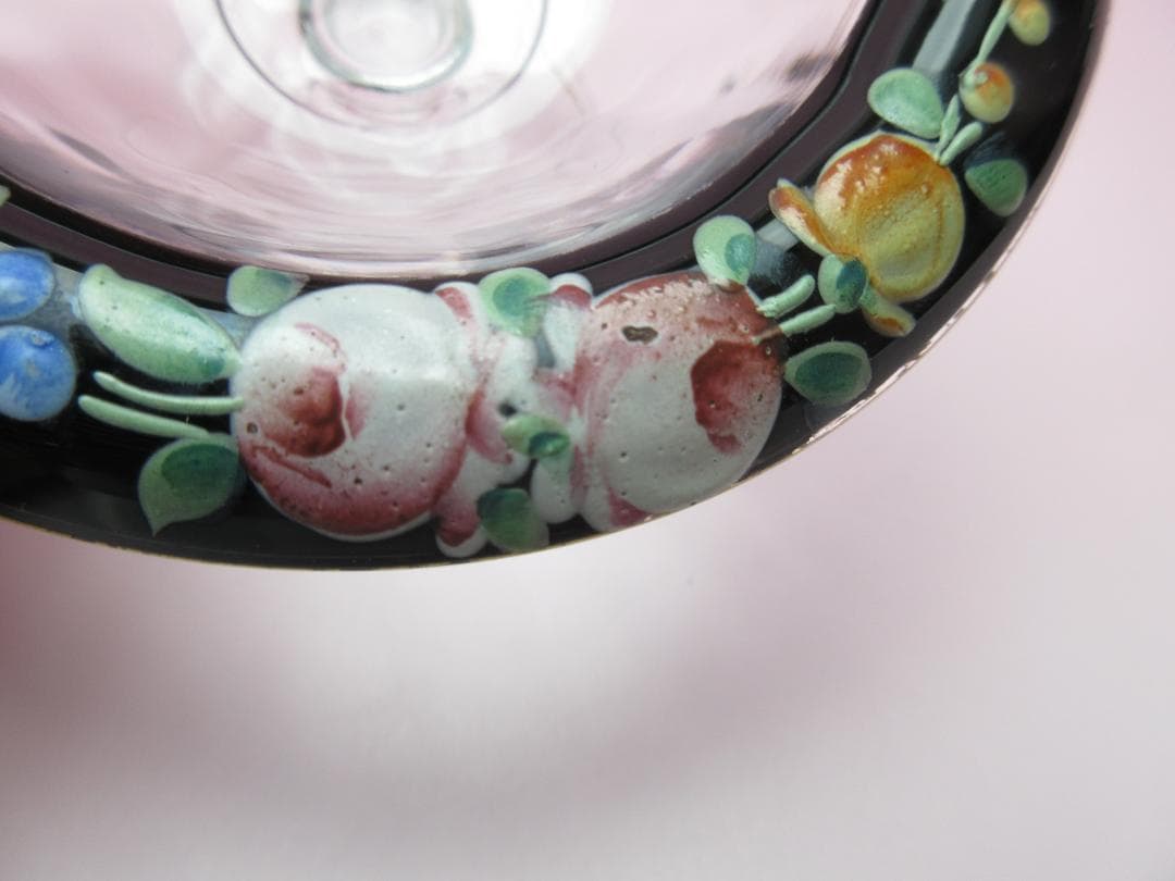 ビンテージ プレート付き 花模様 デザートグラス 70905