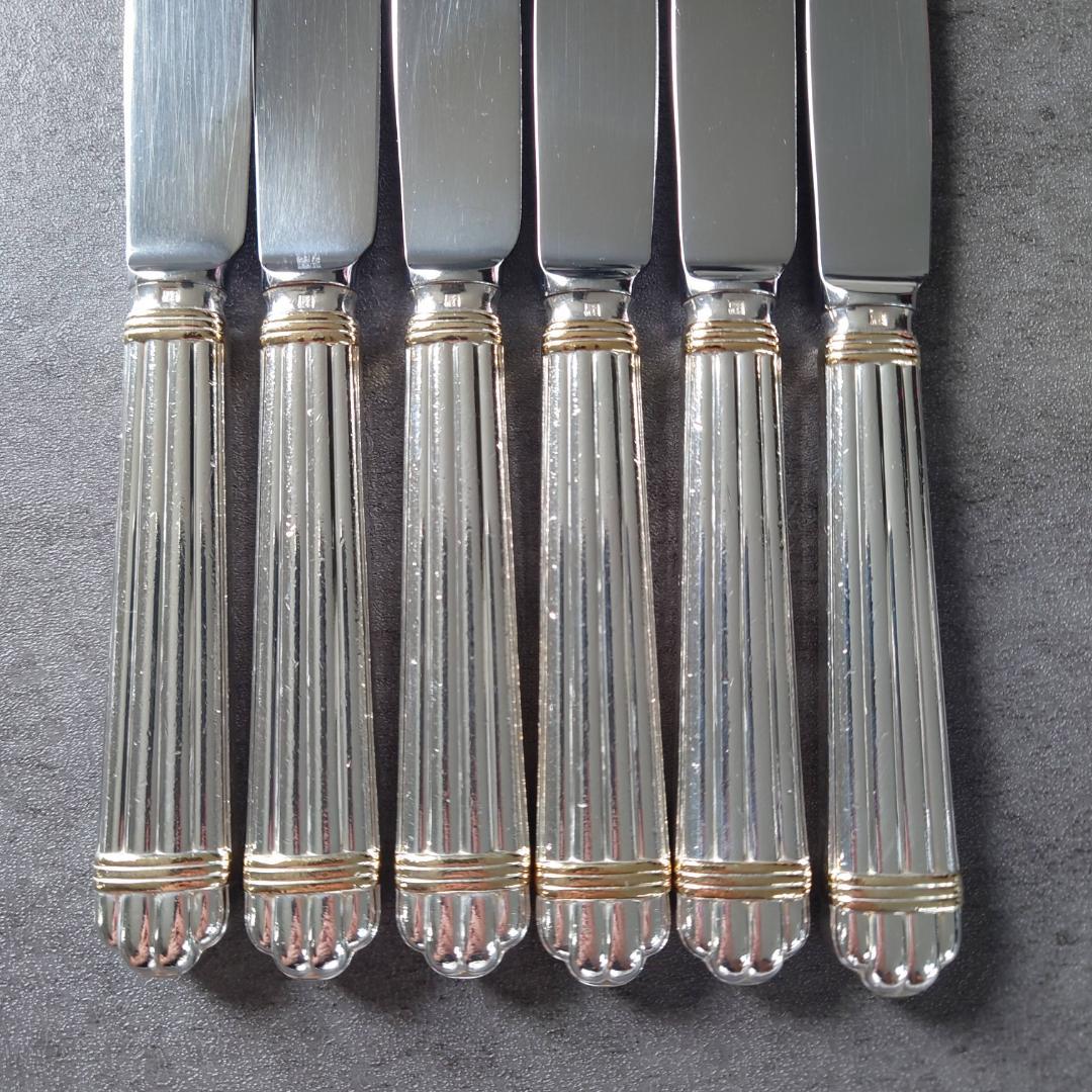 格安 希少 クリストフル アリアゴールドリング デザートナイフ 6点