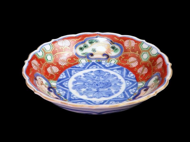 大聖寺伊万里　金襴手　金唐草に亀甲紋の図　４寸皿　５枚　A542AS-DAy