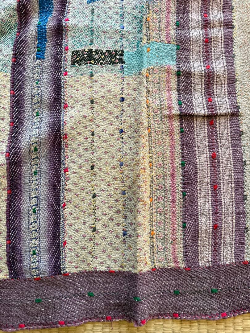 VINTAGE QUILT ヴィンテージラリーキルト　カンタキルト紫ベージュ系