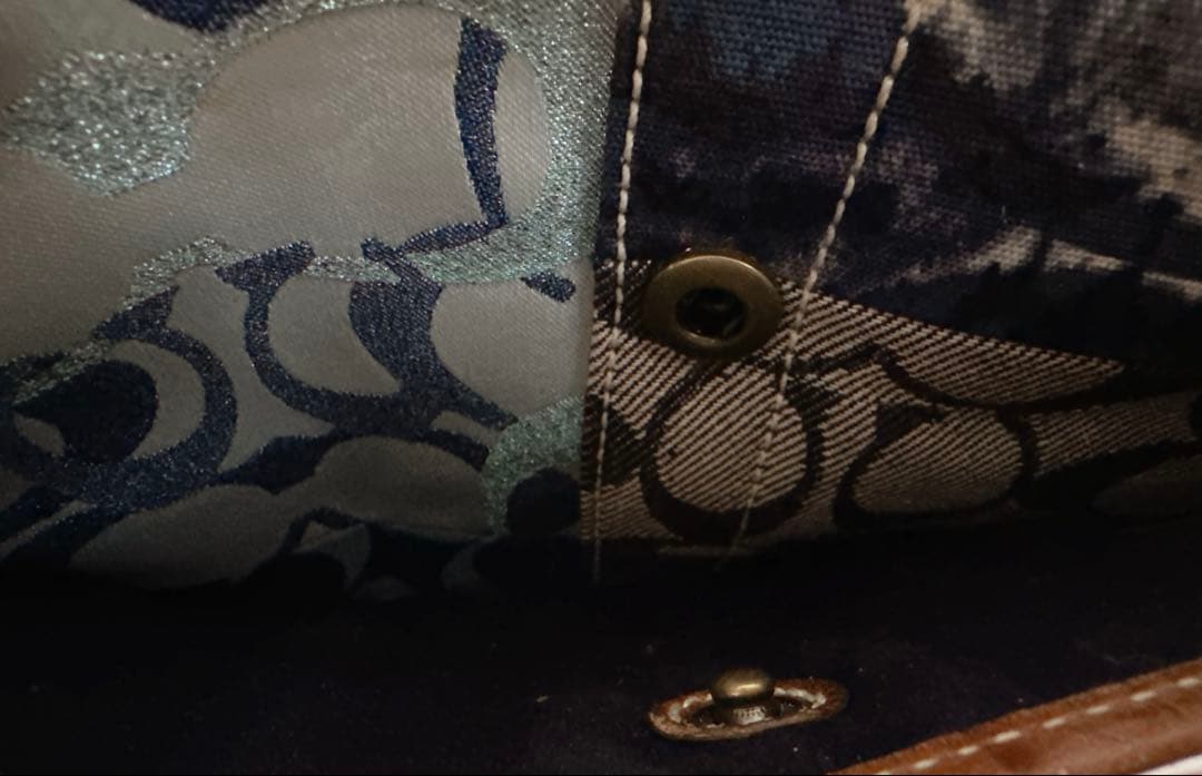 COACH コーチ パッチワーク デニム ワンショルダーバッグ シグネチャー 大