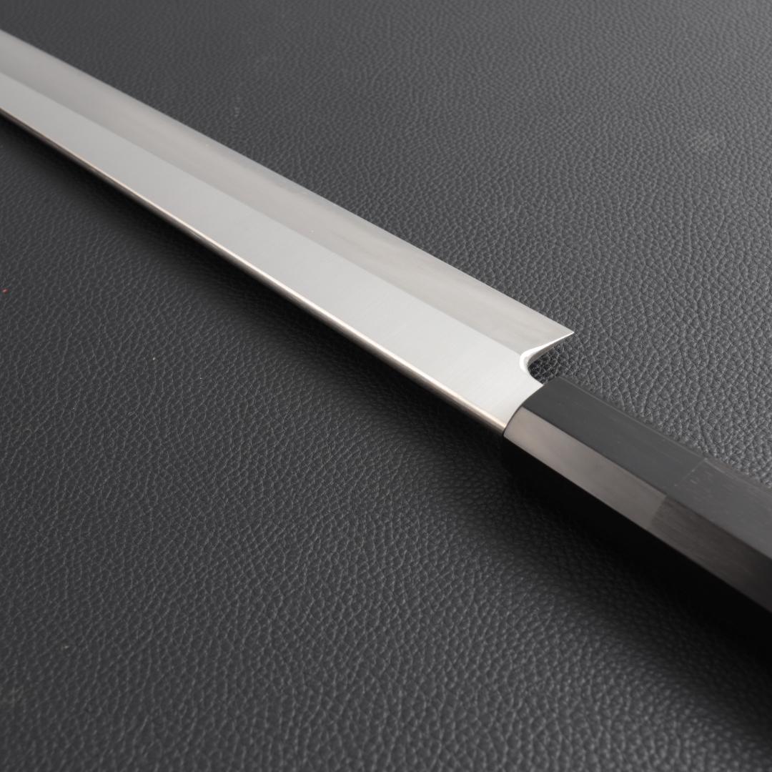 9824 切付柳刃包丁 尺一 刃は究極の切れ味 刺身包丁 黒檀黒水牛角八角柄