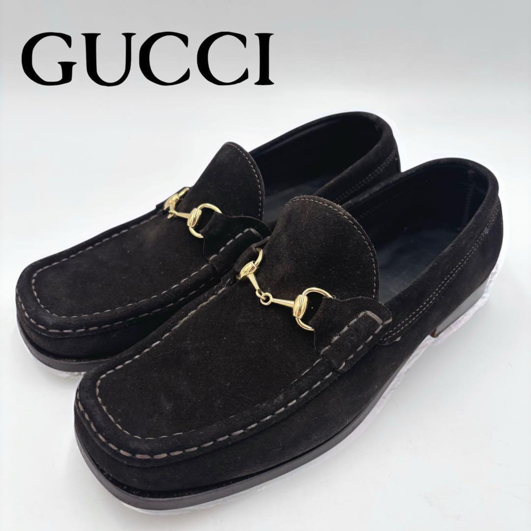 GUCCI グッチ ホースビット スエード ローファー ブラック 約24.5㎝