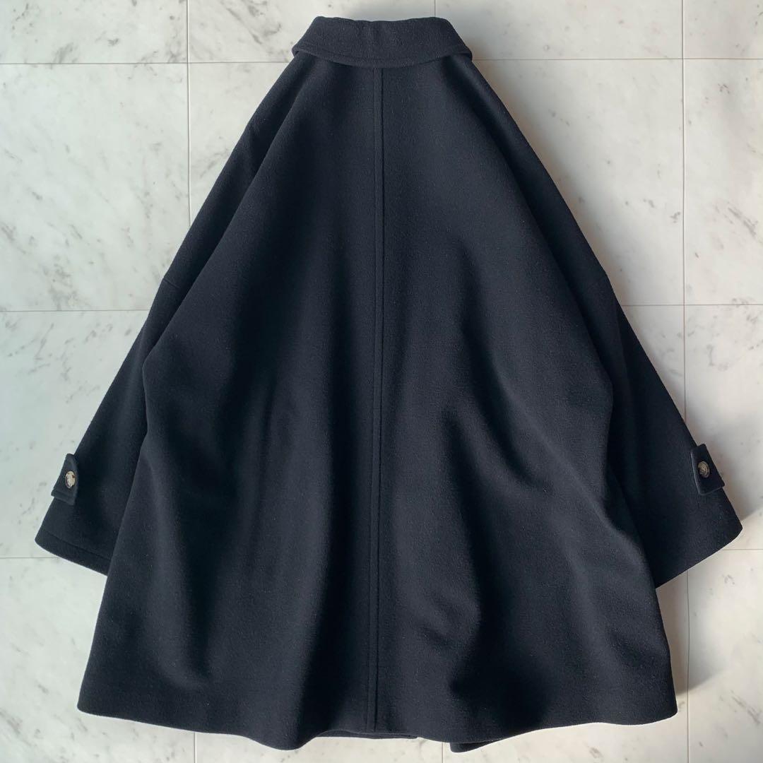 ルミノア ロイヤルジーロンウールメルトンコート ワイドシルエット 日本製 黒