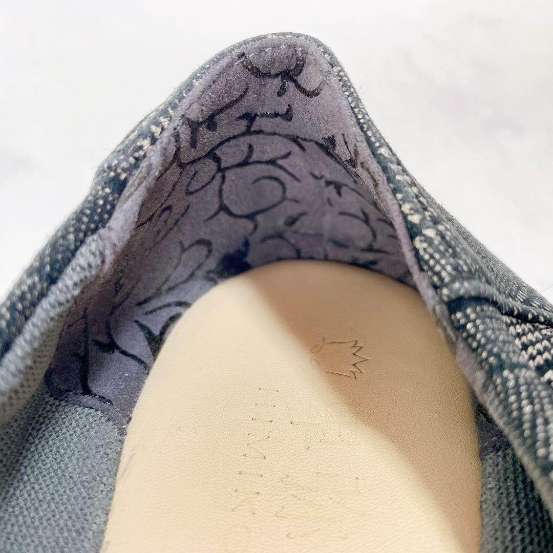 卑弥呼 ふかふかスニーカーパンプス グレンチェック リボン ブラック23.5cm