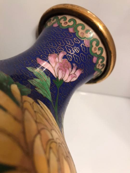 花瓶　七宝焼花瓶　台座付き