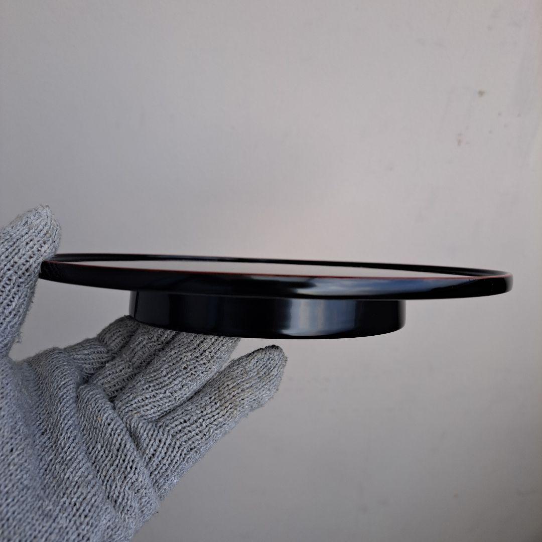 【輪島塗　7.5寸\"高台付き\"大皿×5客】布着本堅地　未使用/長期保管品