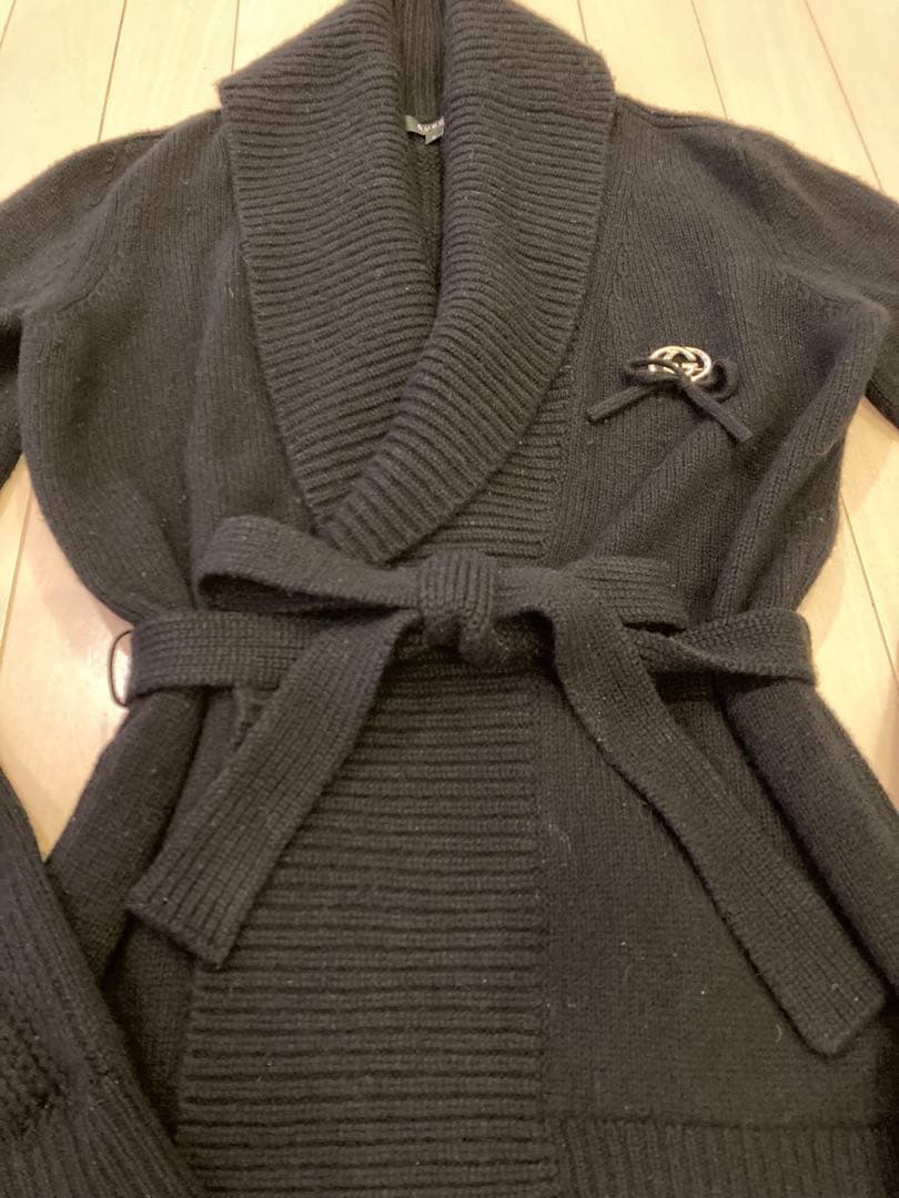 ☆GUCCI☆ ブローチ付き　ショールカラー カシミアニットカーディガン
