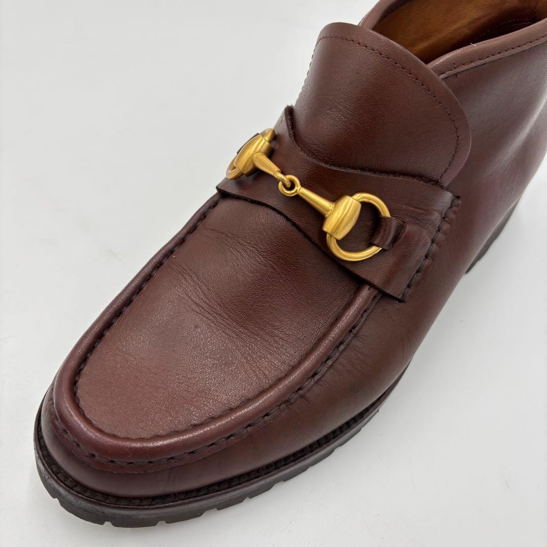 グッチ ビットローファー レザーチャッカーブーツ　アンクルブーツ 約24㎝