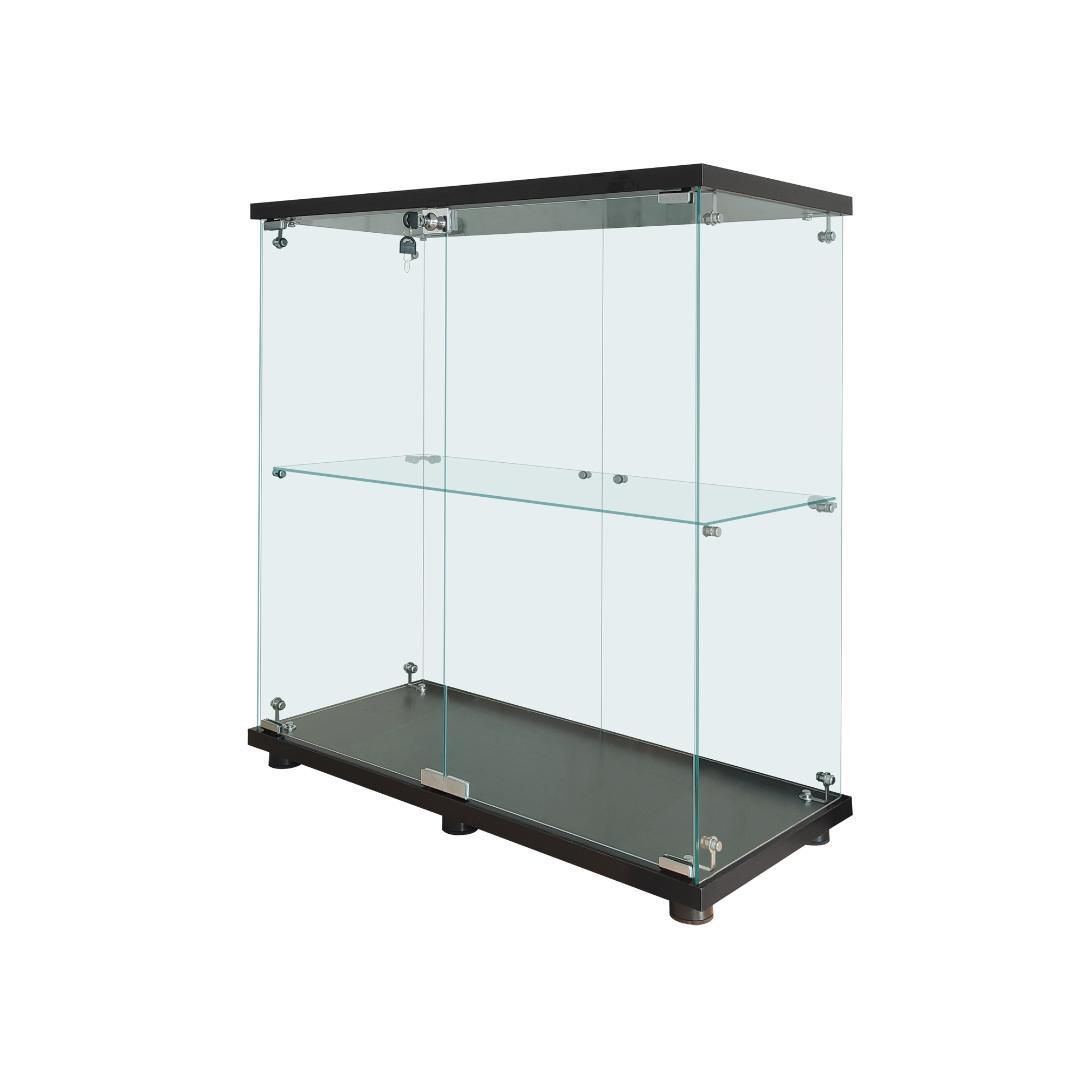 【新品】コレクションケース ガラス フィギュアケース 2段ワイド 棚 ブラック