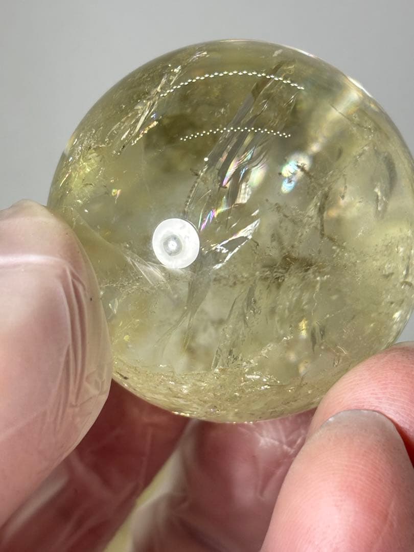 天然石　金運　アイリスシトリンスフィア　七星陣　虹入り　台座付き(特大)