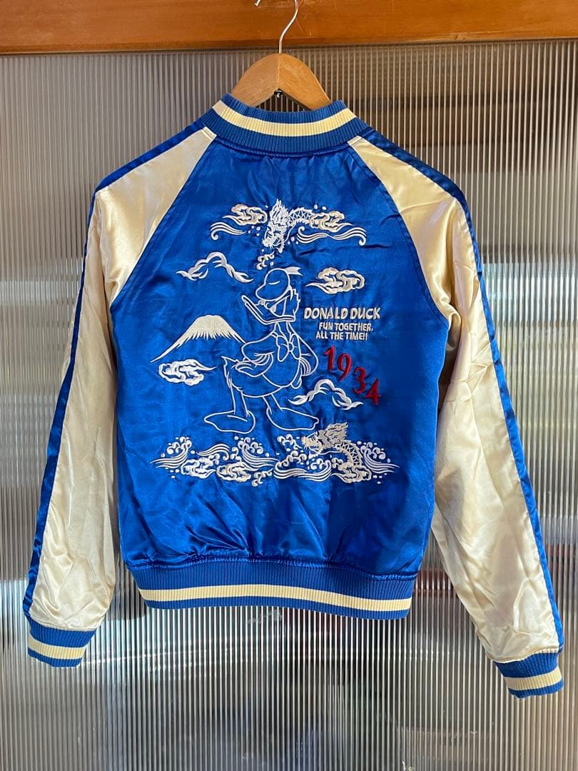 Disney ディズニー ドナルドダック スカジャン リバーシブル 刺繍 M