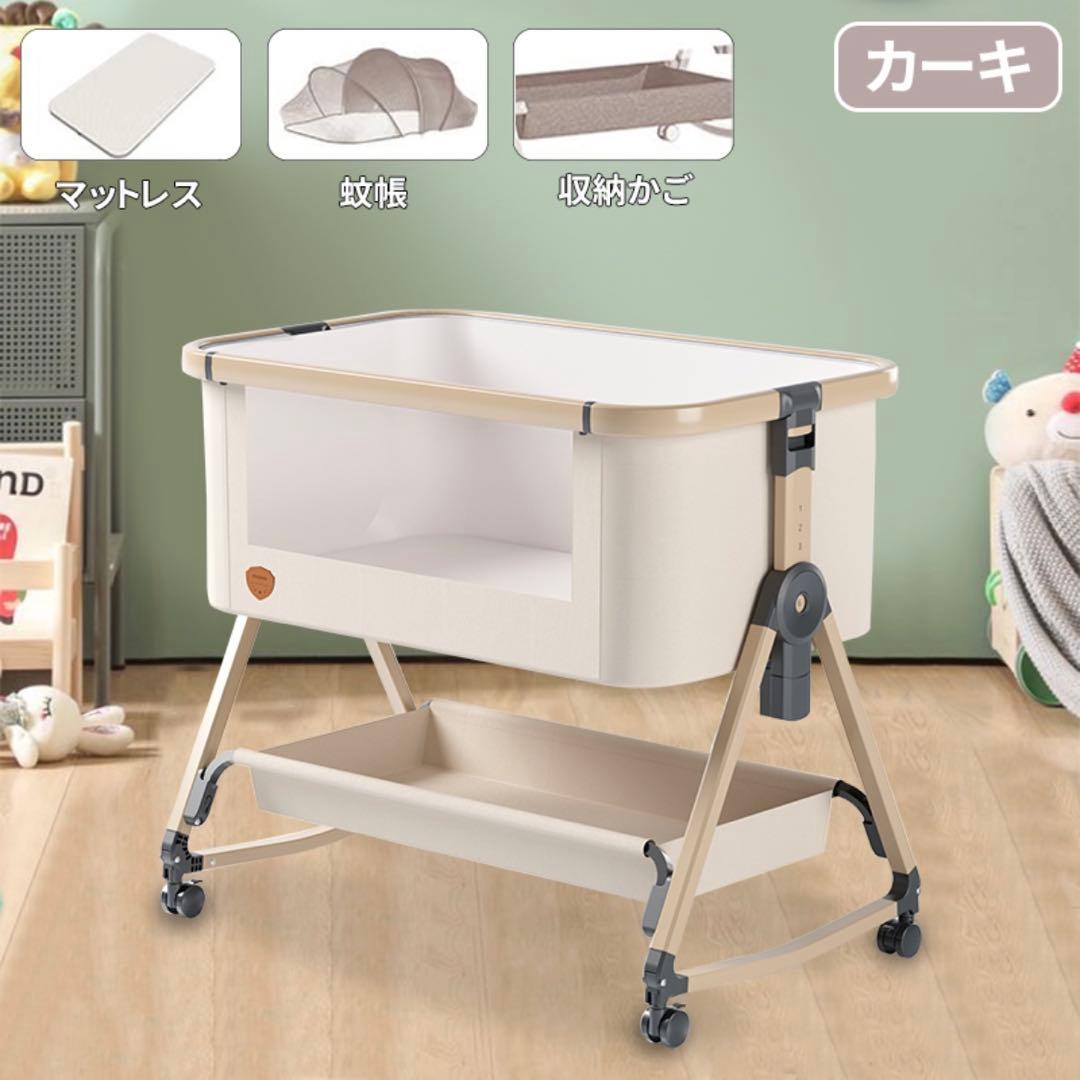 【美品】hzdmjベビーベッド　カーキ