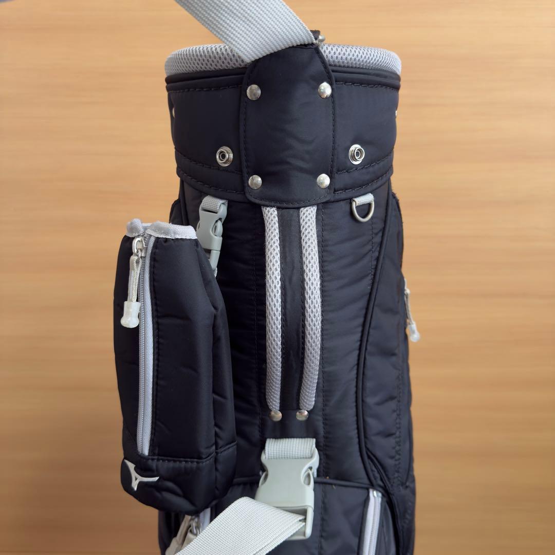 MIZUNO 軽量 キャディバッグ 5分割 ブラック フード付き レディース向け