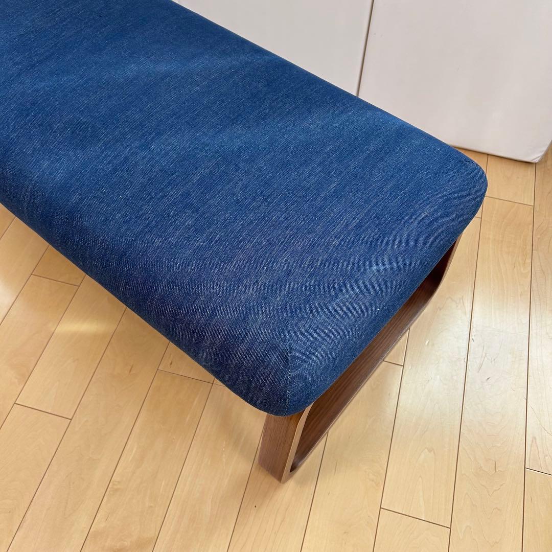 無印良品　リビングでもダイニングでもつかえるベンチ1 アーム 椅子　デニム生地