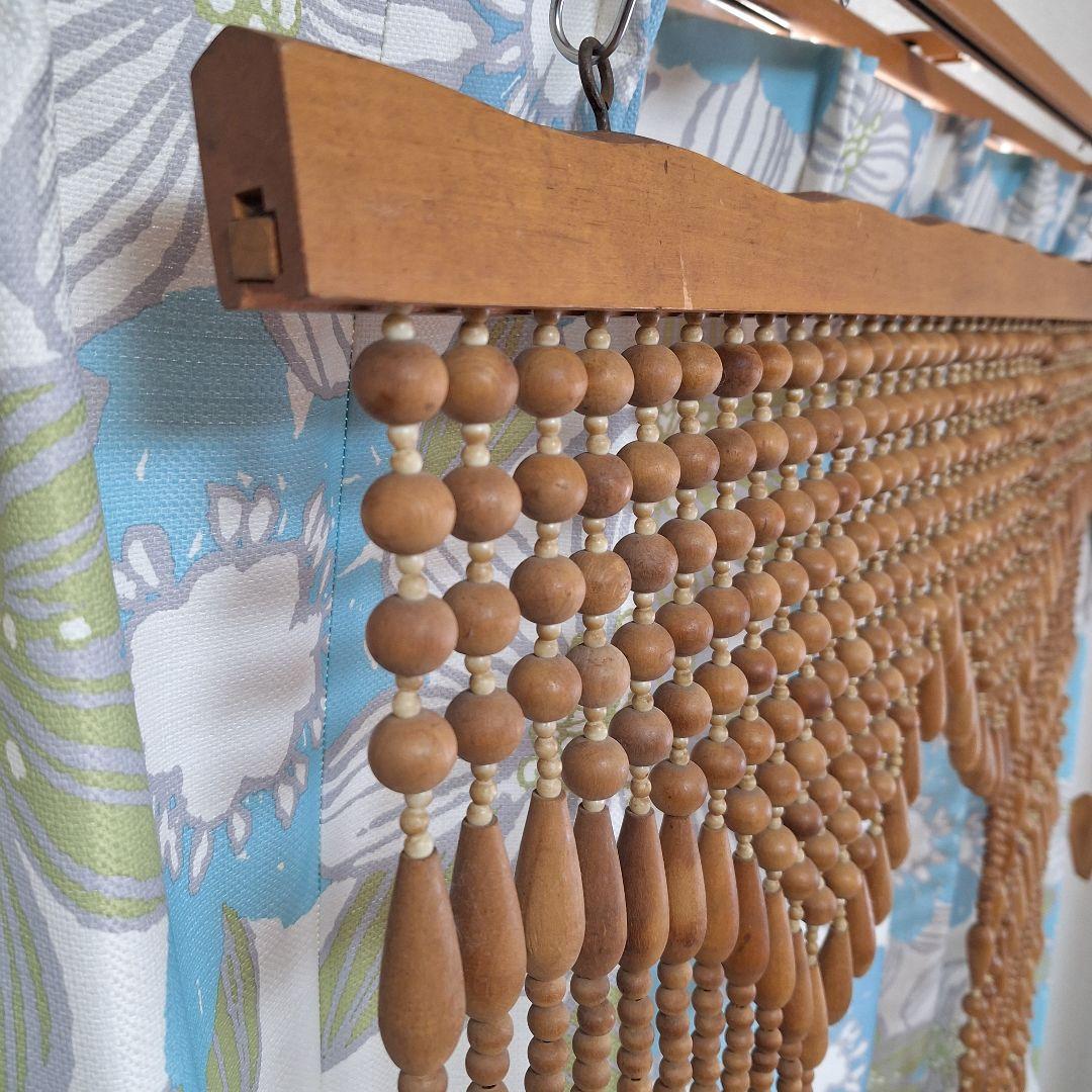 ヴィンテージ　昭和レトロ　玉のれん　のれん　珠のれん　無垢材