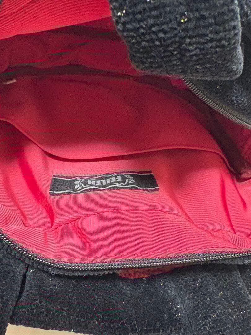 【美品】FEILER フェイラー　ハンドバッグ　ラウンド　ラメ　ブラック　希少