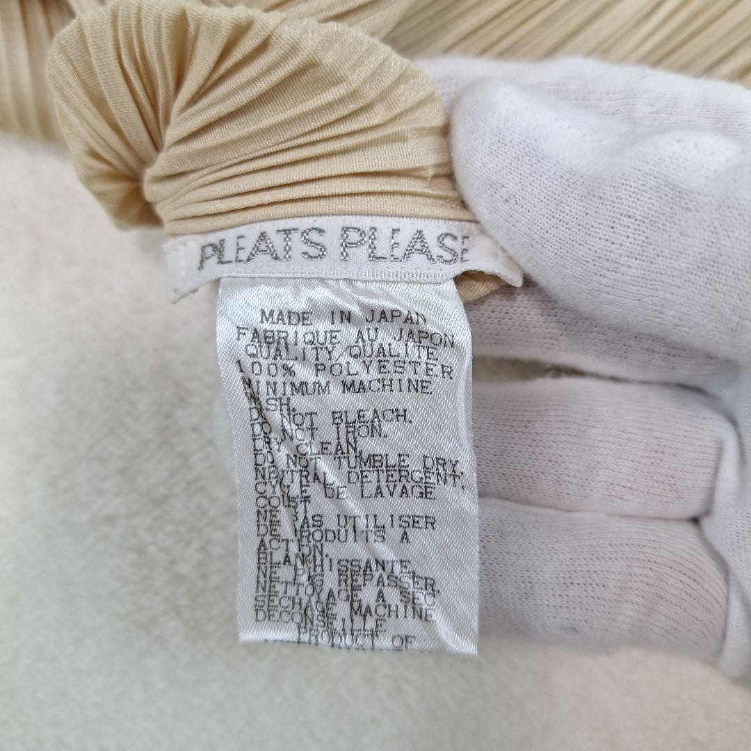 プリーツプリーズ　ハイネックカットソー　ブラウス　長袖　ベージュ　サイズ3