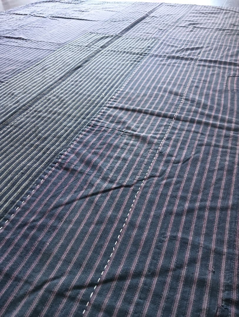 実用可♪白糸粗刺し子の襤褸マルチカバー　boro japan vintage