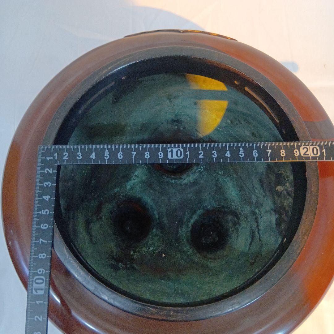 茶道具　(釜師)和田美之助　唐銅朝鮮風炉　真形釜　共箱