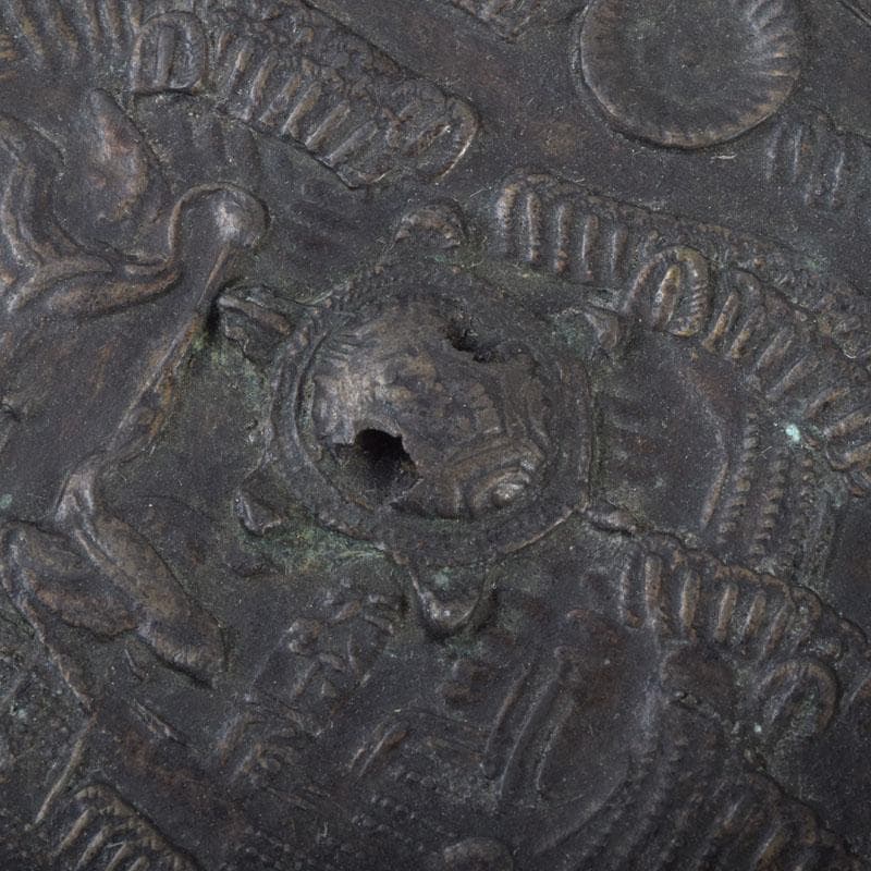 中国　古銅　銅鏡　古鏡　紙鎮　文鎮　2点　C　9214