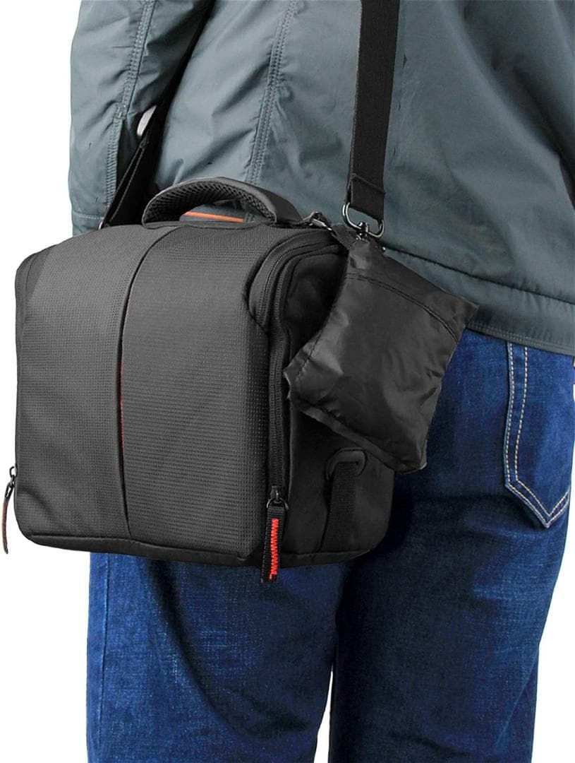 防水カメラバッグ 一眼レフ対応 3WAY 大容量 レインカバー付き ブラック