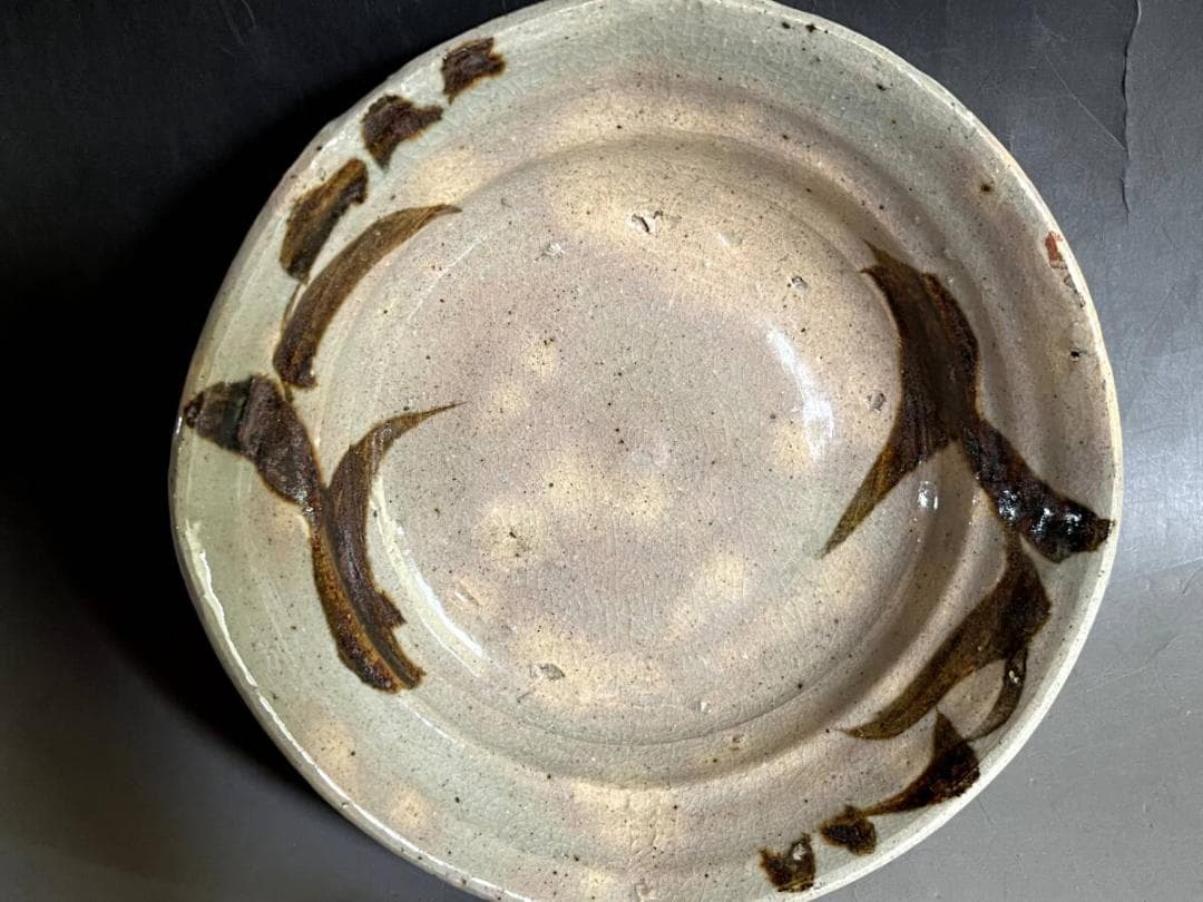 鉢■絵唐津 花唐草紋 菓子器 三つ足平鉢 深皿 古美術 時代物 骨董品■