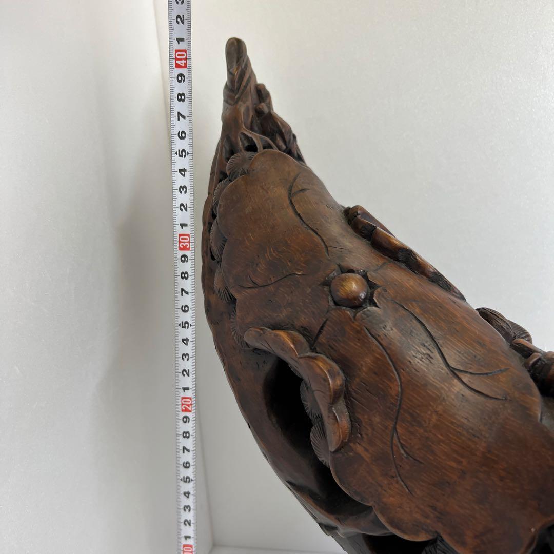 竹製　特大透かし人物置物　幅約76㎝/最大高さ約42㎝東Y8-0128④トコト