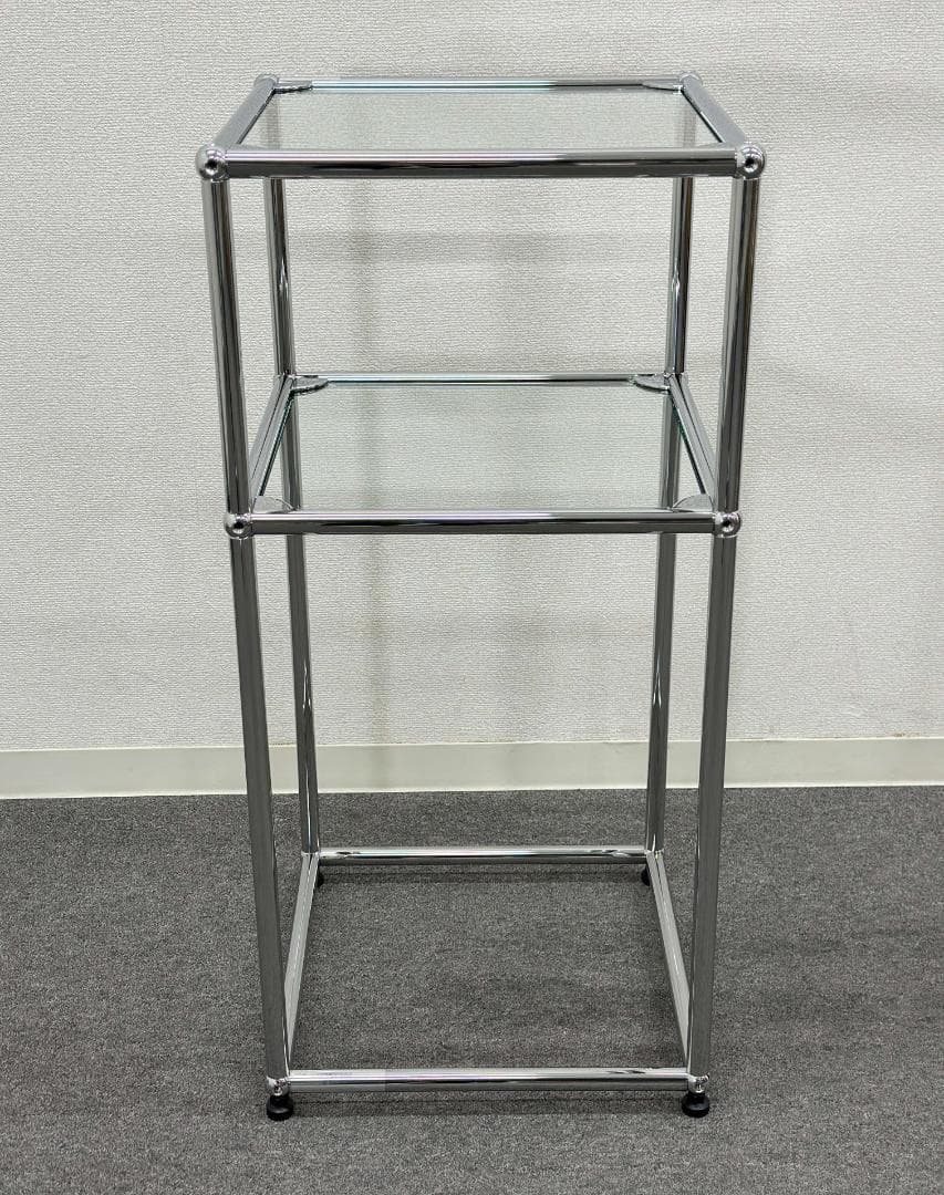 正規品!ほぼ未使用品■USMハラー■スリム　オープンシェルフ　1列2段　ガラス