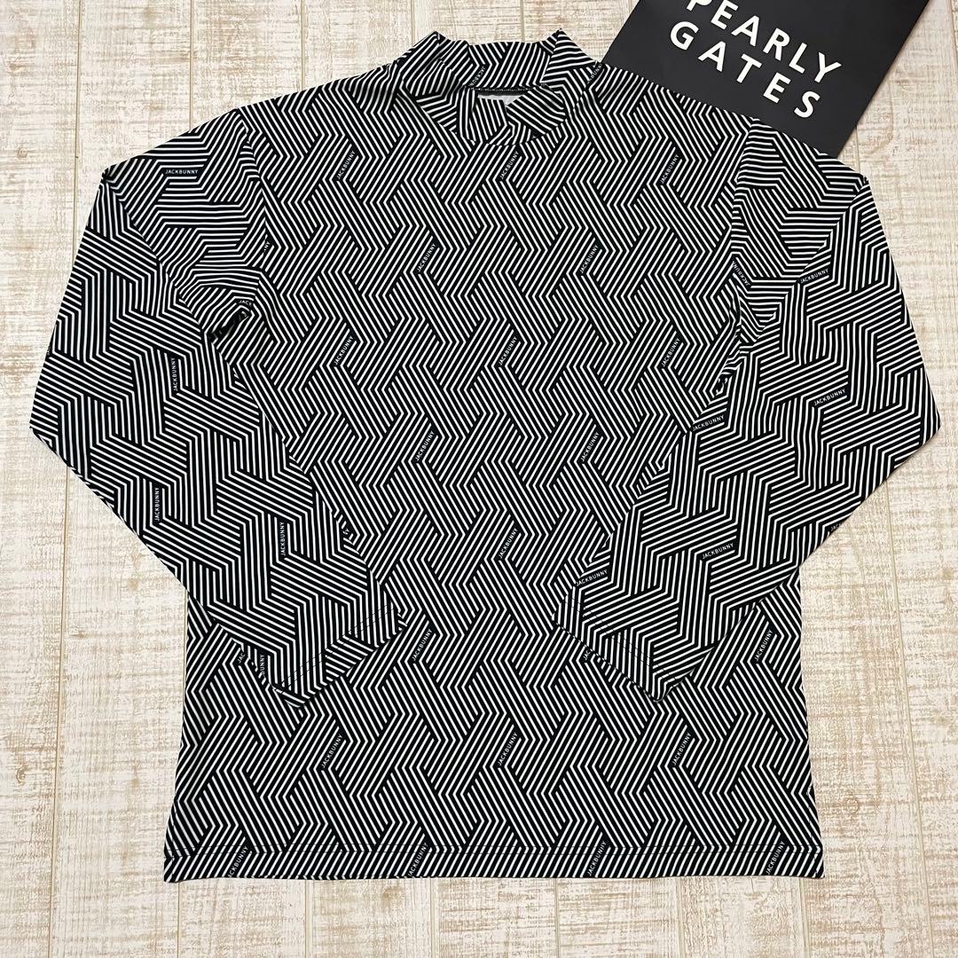 新品 ジャックバニー 長袖モックネック 総柄 ネイビー Lサイズ（5）