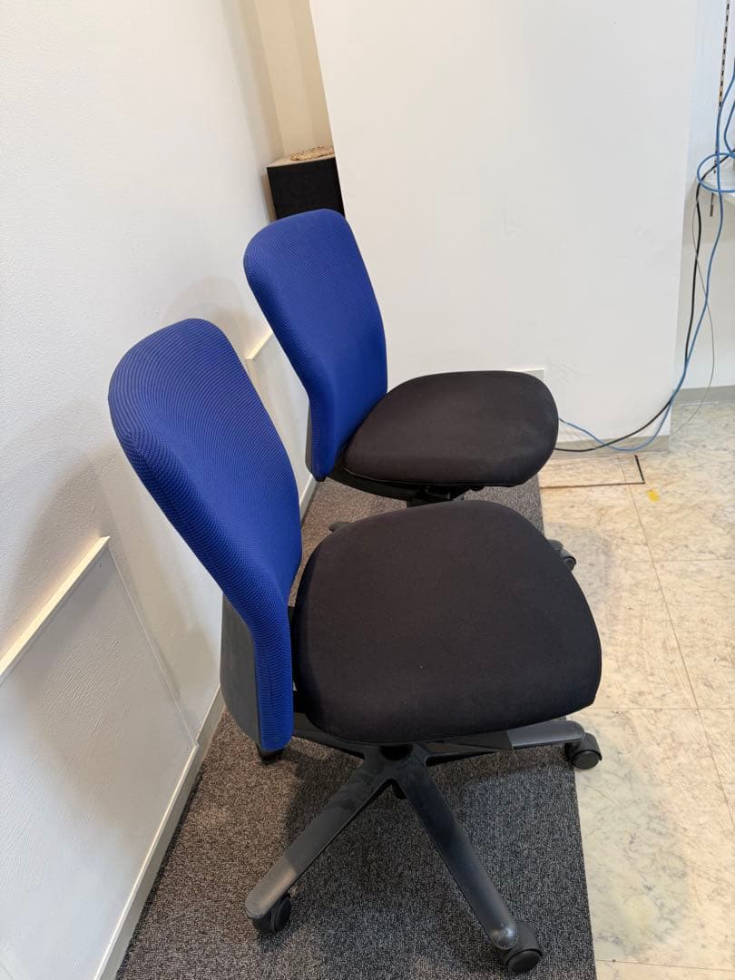 UCHIDA内田洋行椅子2脚 ルディオチェア/肘無ハイバックチェアー高さ調整可能