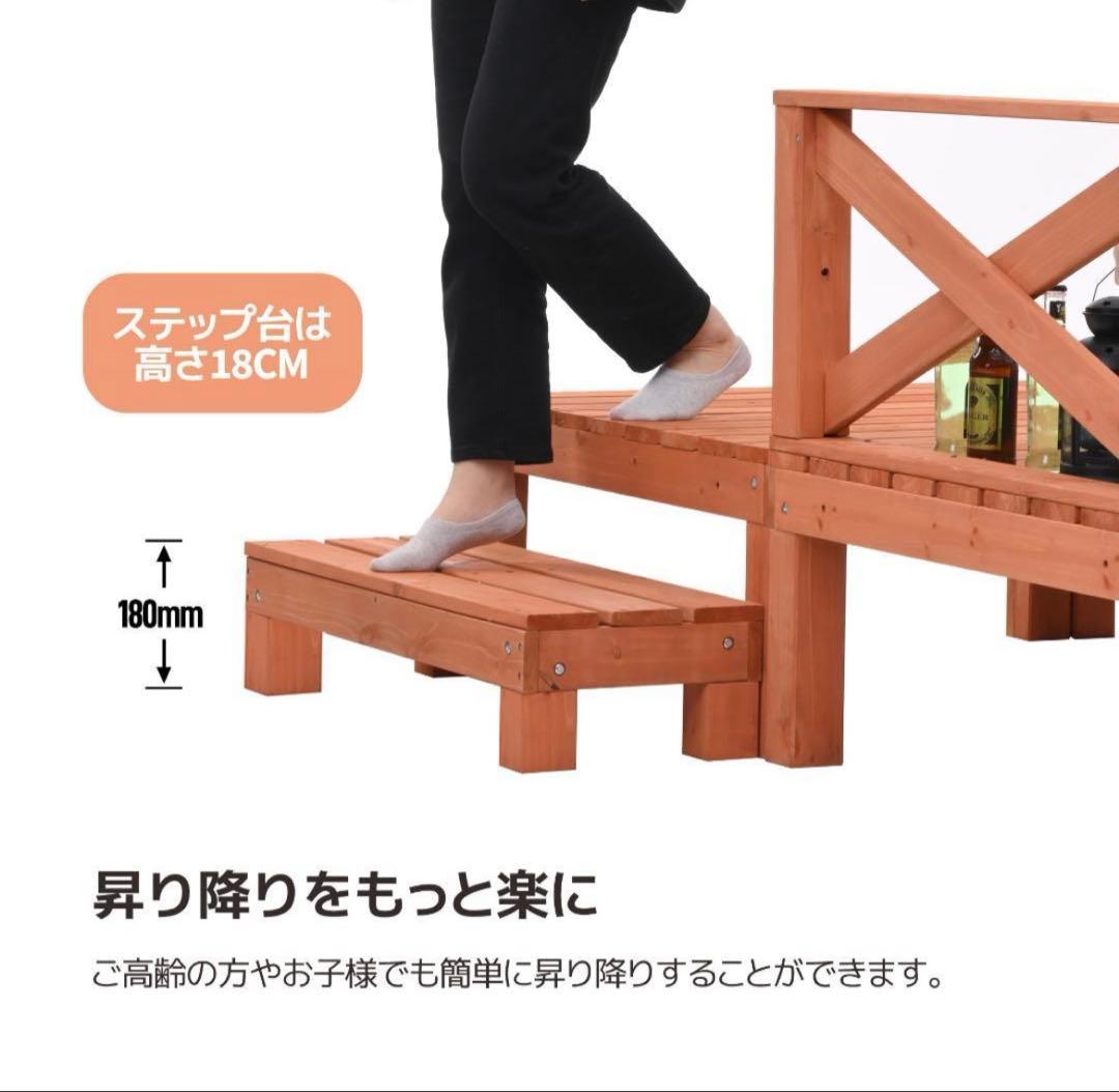 ウッドデッキ 天然木 キット 8点セット1坪 ウッドパネル 家具【レッドブラウ】