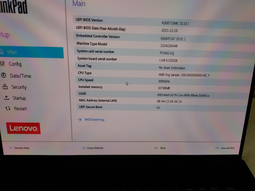 Lenovo ThinkPad Z16 32GB/500GB 4K ジャンク