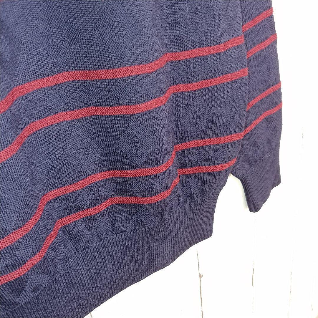 【希少モデル】バーバリーズ ニットセーター 刺繍ロゴ デカロゴ ボーダー柄 M