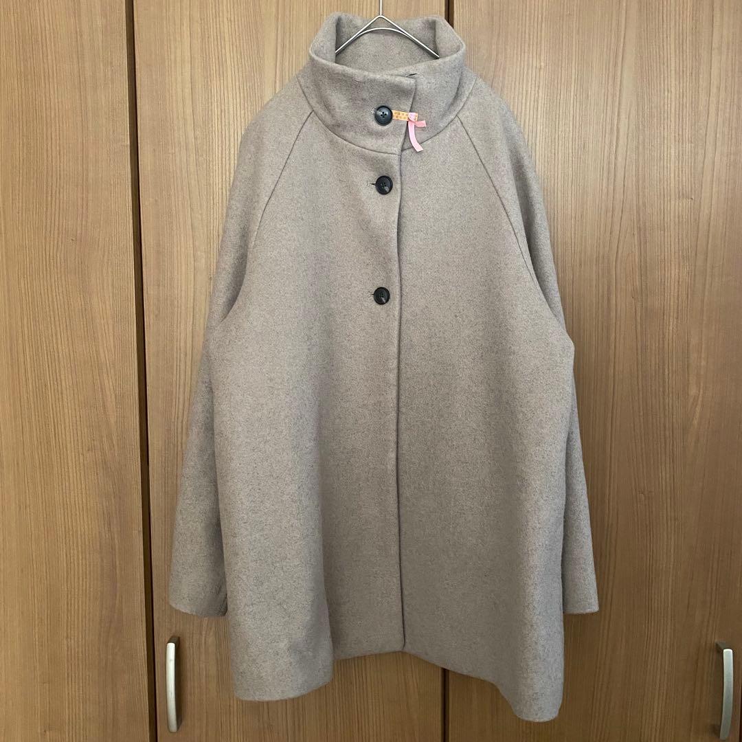 美品　Chico ファー取り外しケープコート グレージュ ファー コート