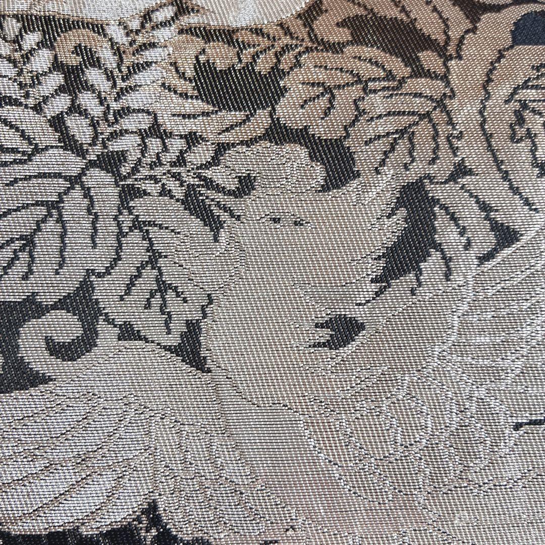 訪問着　フルセット　着物　正絹　黒　たたき染　大人モノトーン　墨花模様　N3