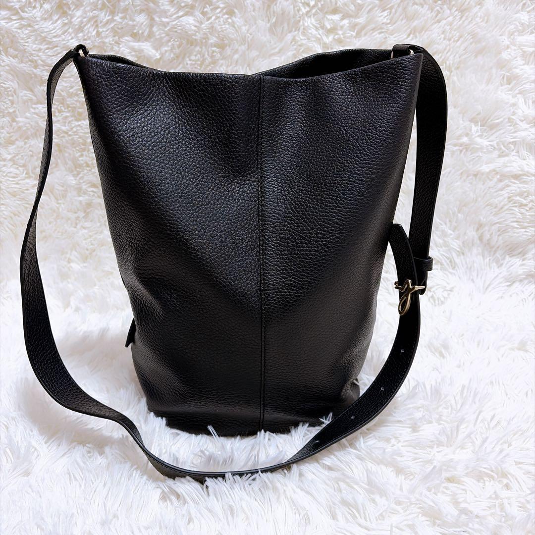 【現行】agnes b. アニエスベー ワンショルダーバッグ シボ革 メタルロゴ