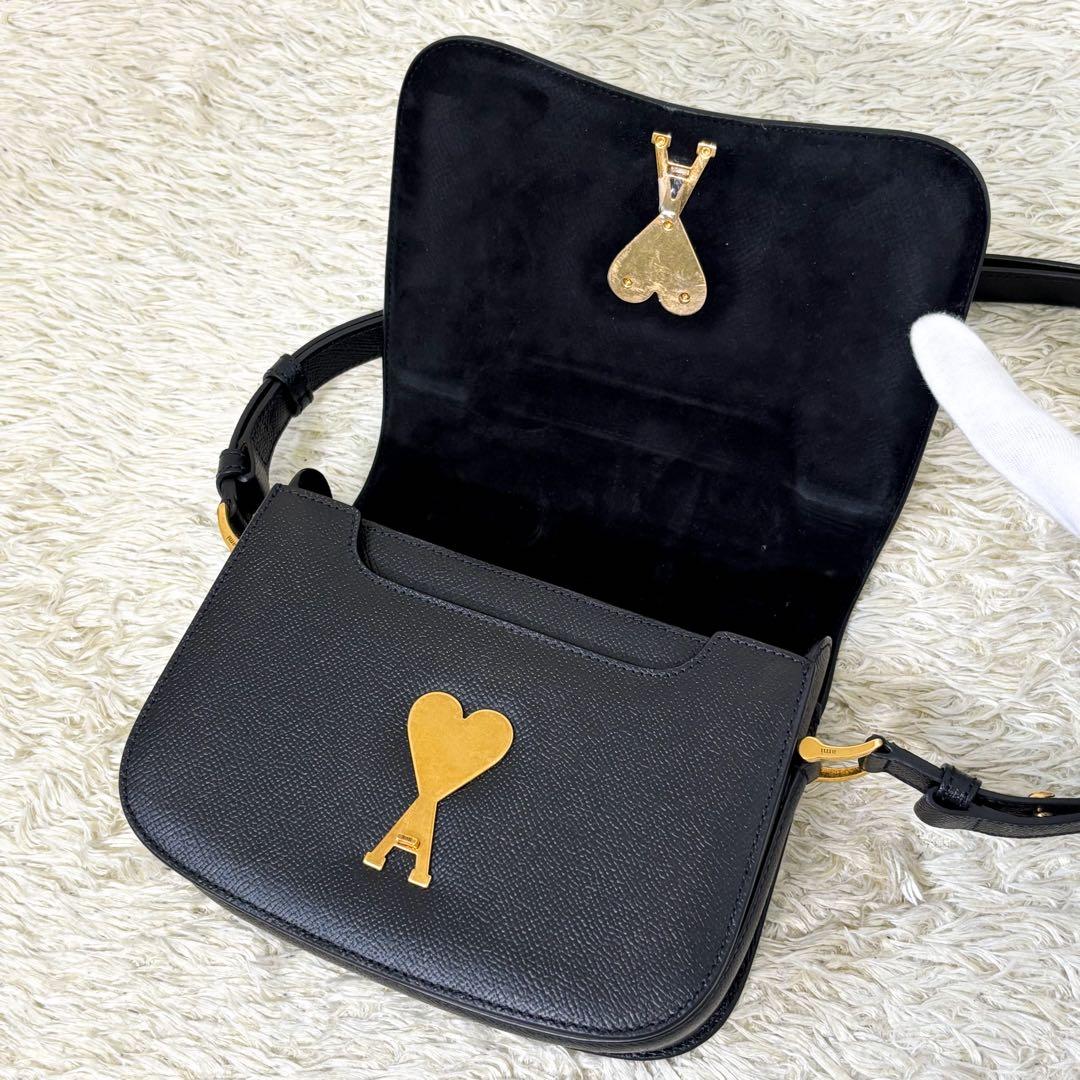 【極美品】アミパリス グレインレザー ショルダーバッグ ブラック 黒