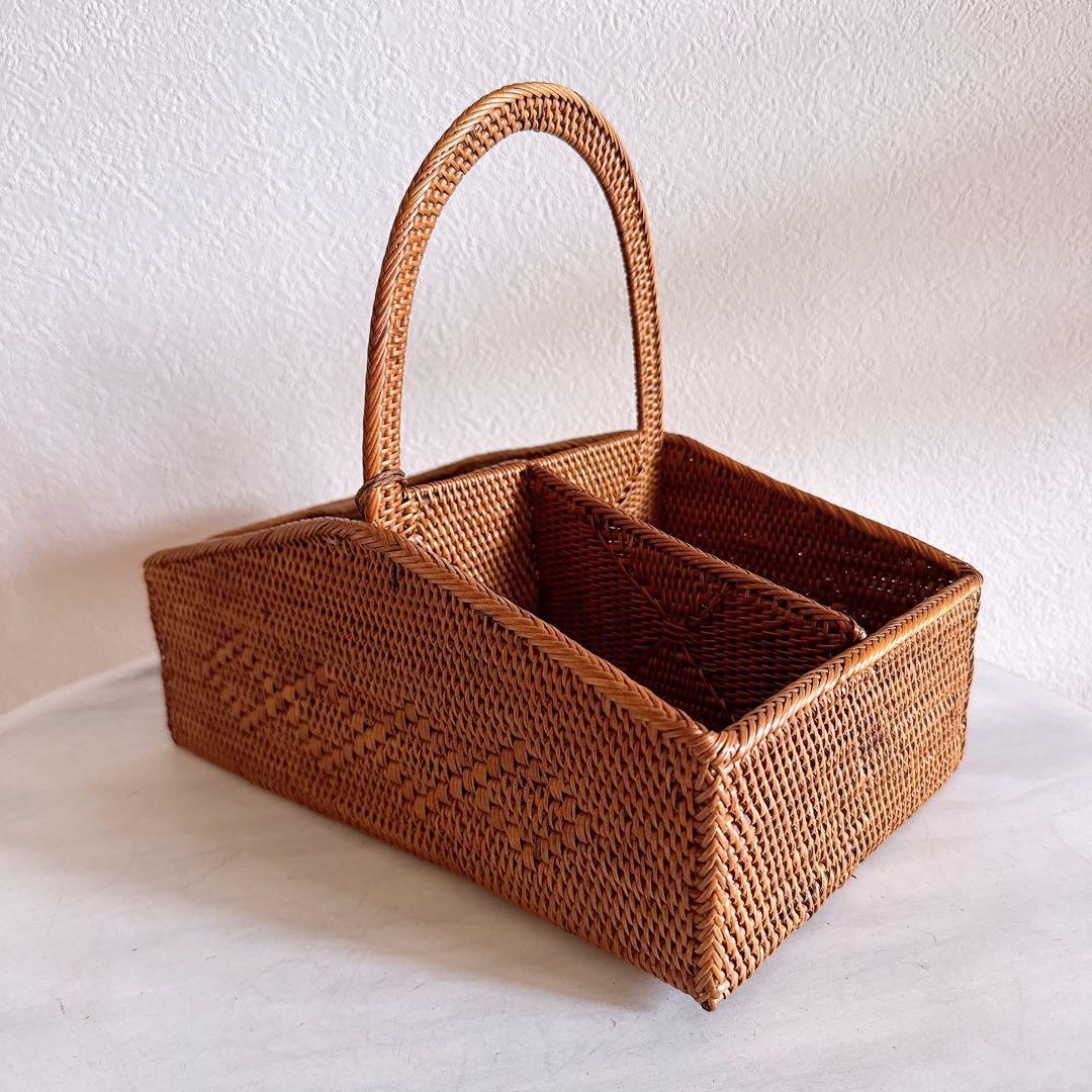 【新品】アタ 仕切り ボックス コスメボックス 収納雑貨 アタ雑貨 バリ島 カゴ