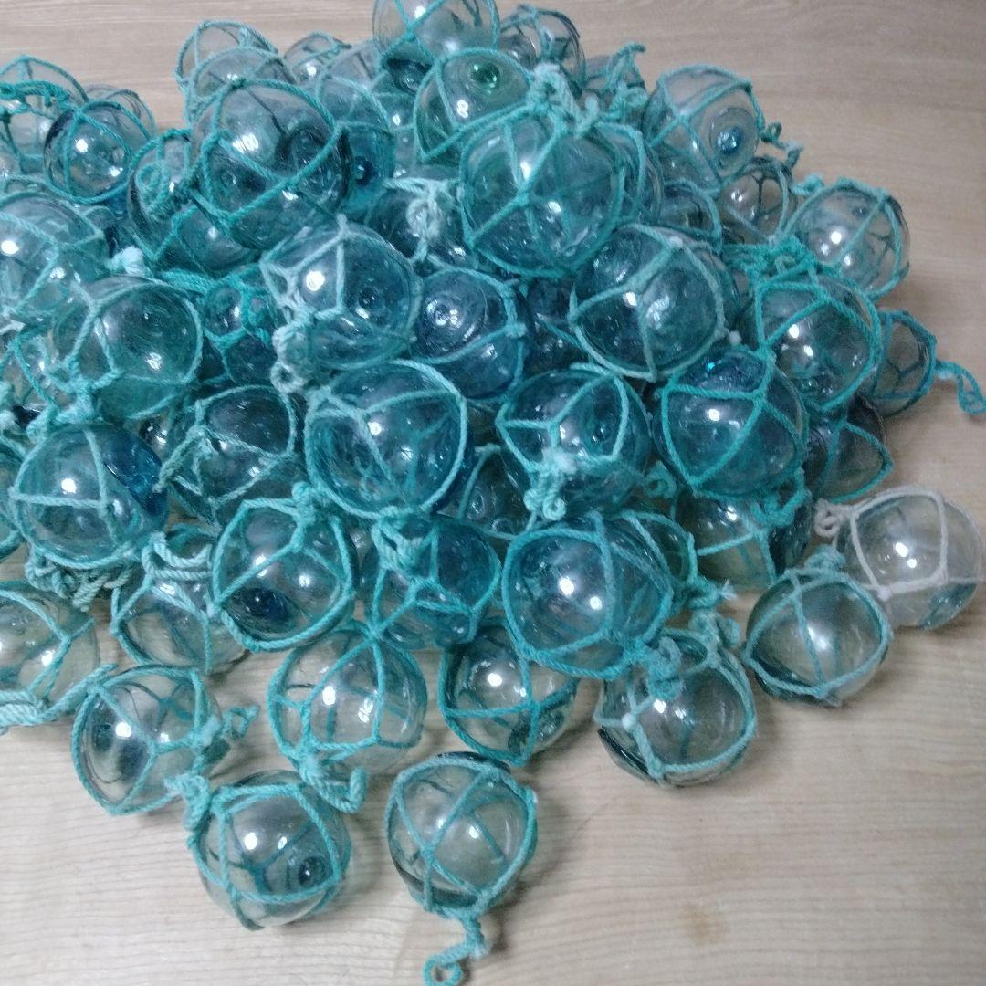 ガラス浮球　浮き玉　ガラス玉　漁具　 １００個セット　網紐付き