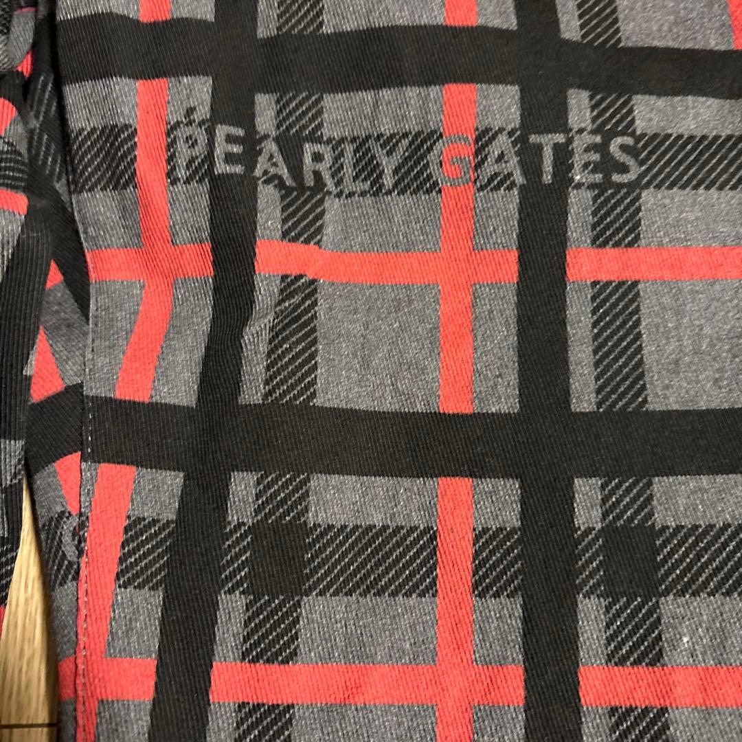 【美品】PEARLY GATES チェック柄パンツ 黒/赤