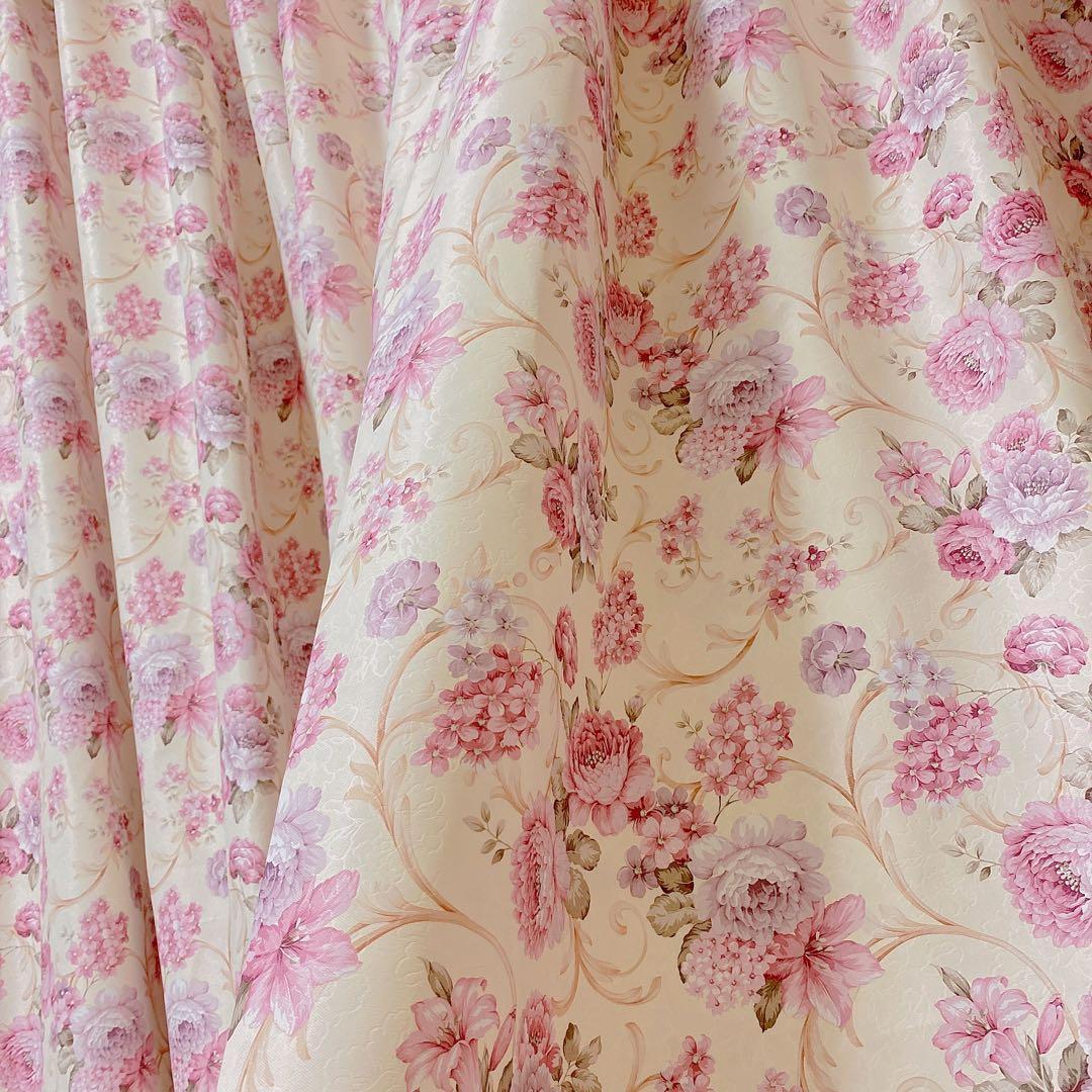 フローラル 花柄 幅200cm 北欧 ヨーロピアン 両面柄 オーダーカーテン